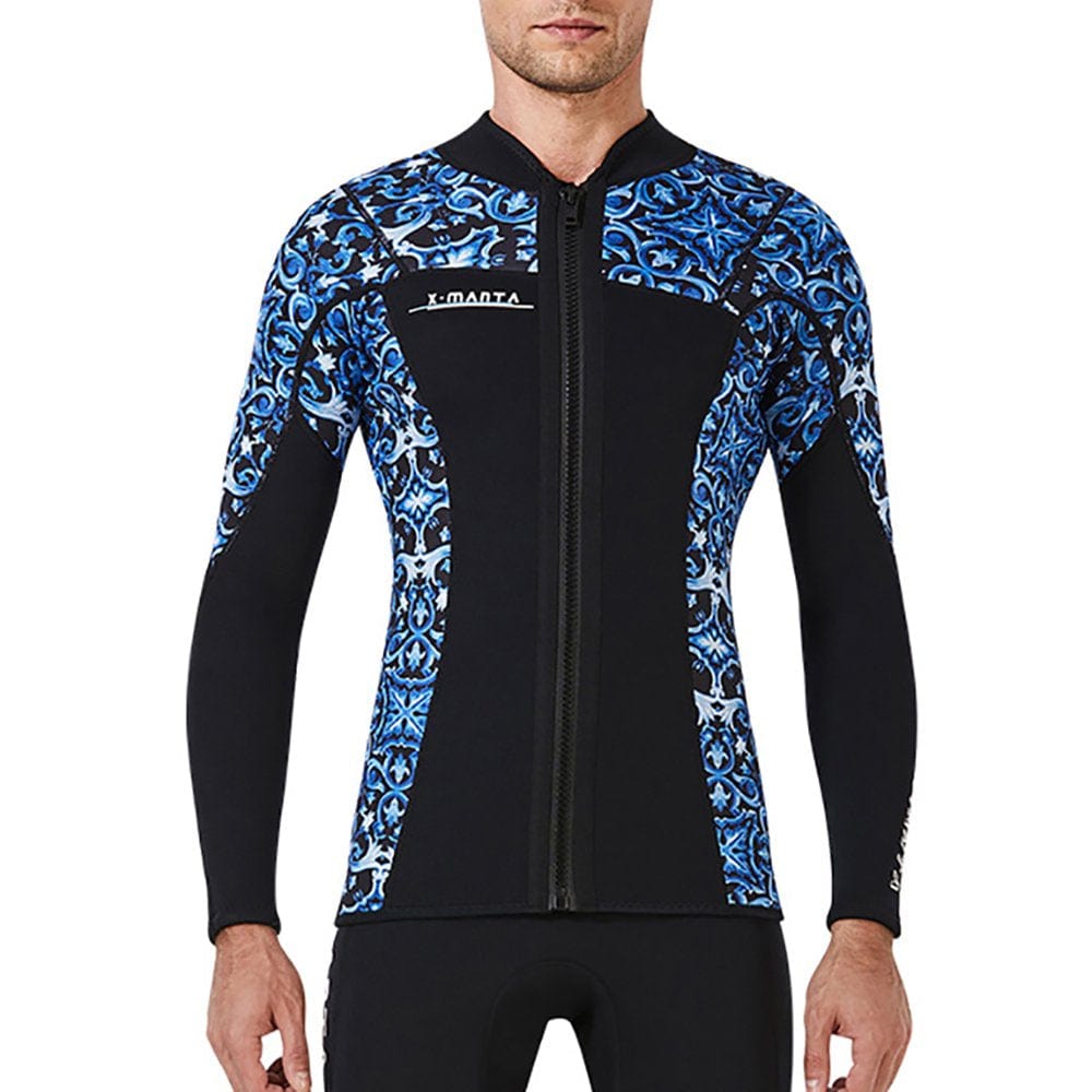 DIVE SAIL 1.5MM Wetsuit Tops Neoprene Keep Warm Wetsuits Jacket Scuba Diving Suits Canoe Surf Suit for Water Aerobics Snorkeling Blue L