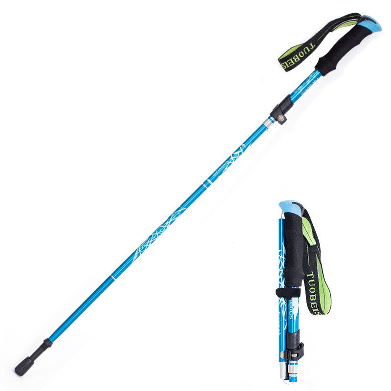 Ultralight Aluminum Alloy 5Sections Walking Poles Adjustable Trekking Poles Telescopic Walking Sticks Anti Shock Hiking Stick - Blue Force Sports