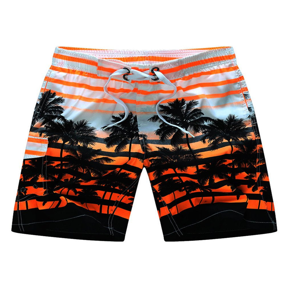 CVLIFE Mens Swim Trunks Board Shorts Bathing Suits Elastic Waist Drawstring Pockets Printed up Size to 6XL