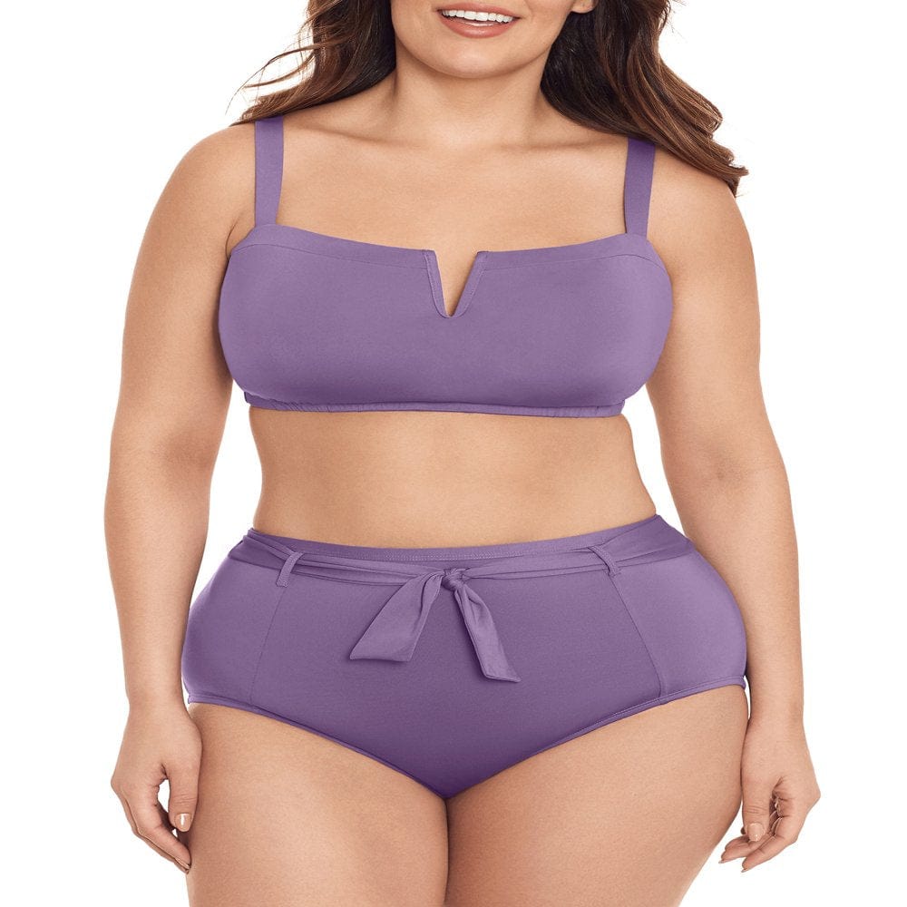 Time and Tru Women'S and Women'S plus High Waisted Tie Front Swim Bottoms