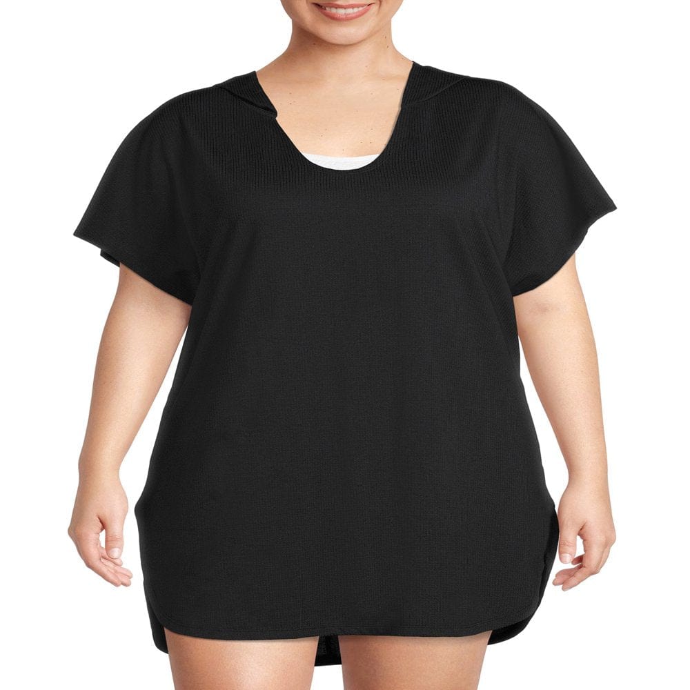 Time and Tru Women'S and Women'S plus Waffle Cover up with Hood