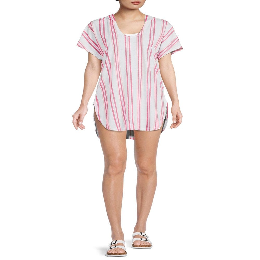 Time and Tru Women'S and Women'S plus Waffle Cover up with Hood