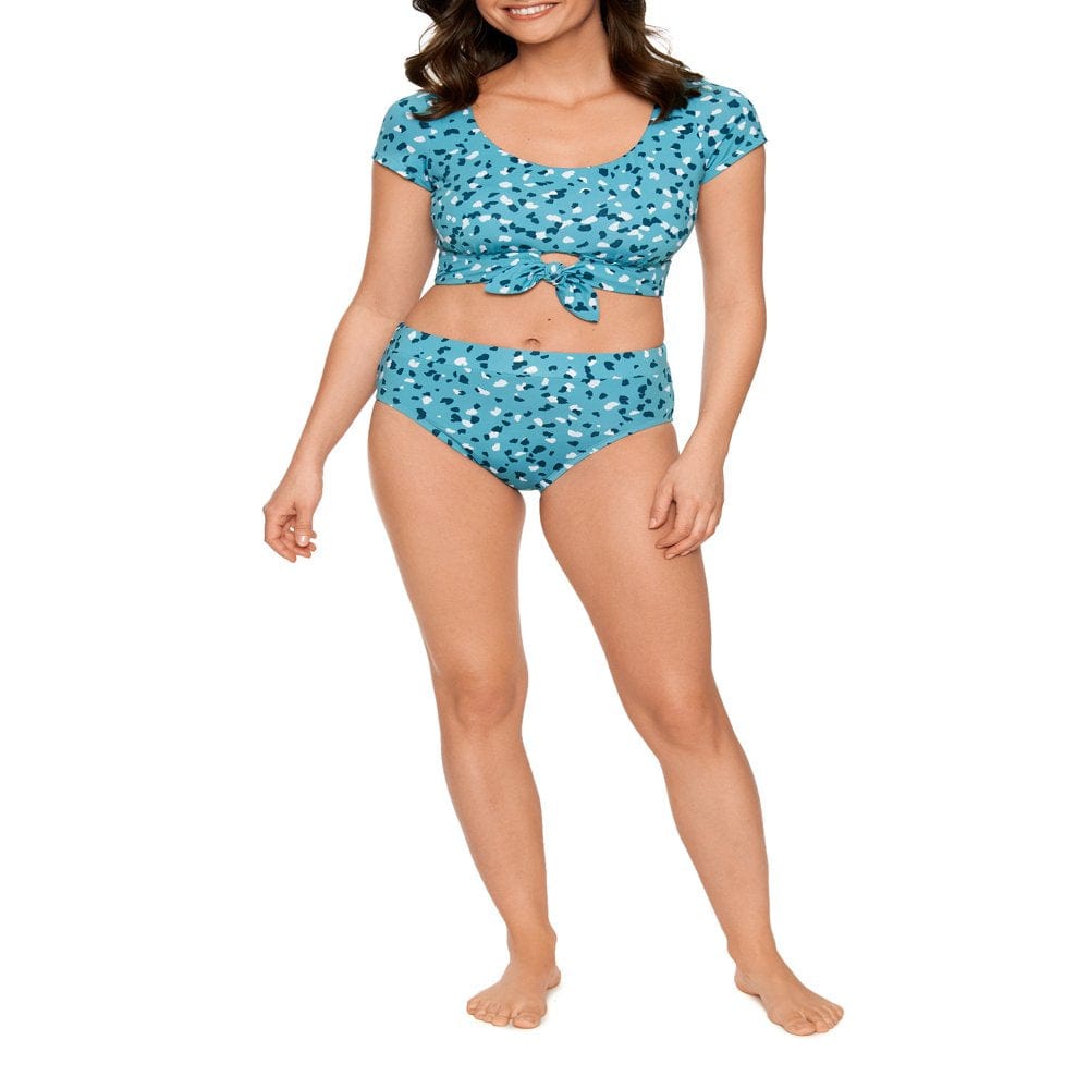 Time and Tru Women’S Confetti Short Sleeve Tankini Top