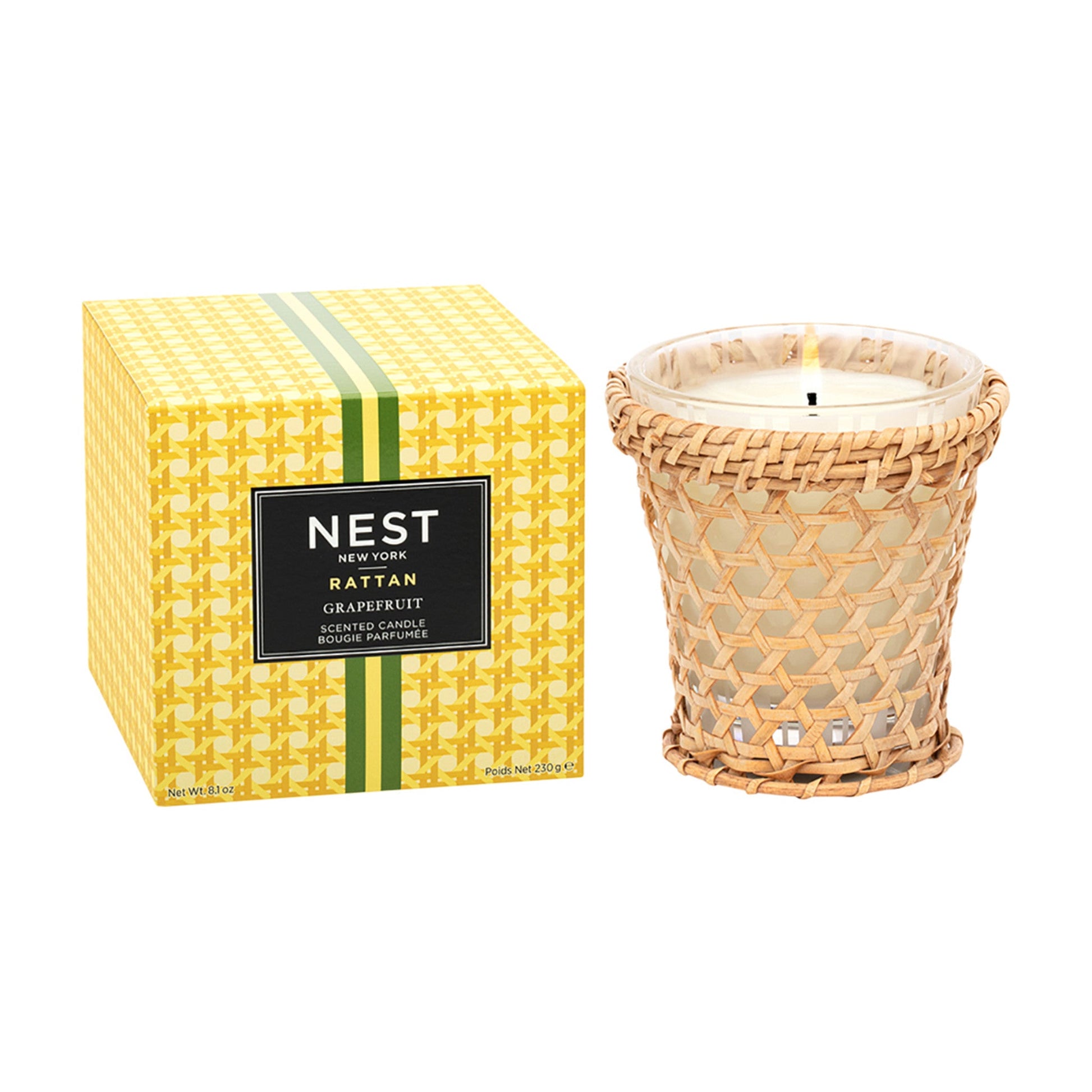 Nest Rattan Grapefruit Candle Size variant: 8.1 oz (Classic)  main image.